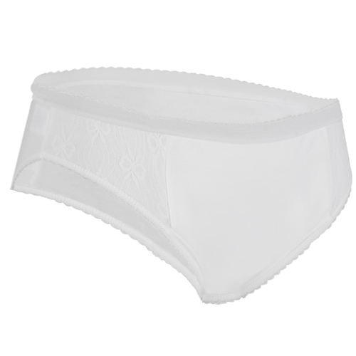 Ladies Lace High Leg Padded Brief - White